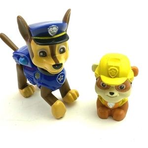 Paw Patrol Figures toys Lot of 2 Chase Police Rubble Children Kids mini rescue